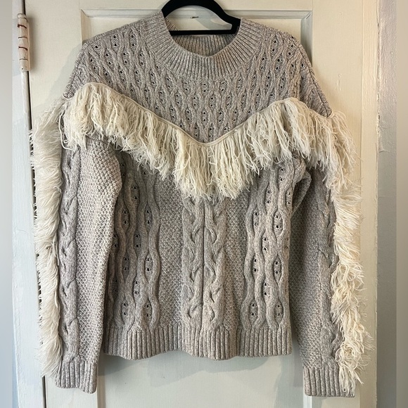 Amur Ulla Fringe Wool Cable Knit Sweater XL - Picture 9 of 14